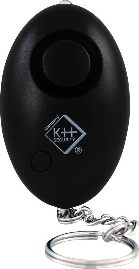 Kulcstartós pánikriasztó, táskariasztó, LED világítással, fekete, kh-security 100103