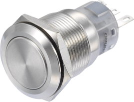 Nyomógomb, fém színű 250 V/AC 3 A 1 x BE/(BE) TRU COmPONENTS LAS1-AGQ-11/S IP65