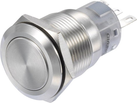 Nyomógomb, fém színű 250 V/AC 3 A 1 x BE/(BE) TRU COmPONENTS LAS1-AGQ-11/S IP65