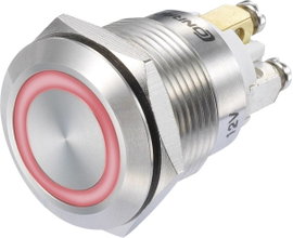 Nyomógomb 48 V/DC 3 A 1 x Ki/(Be) TRU COmPONENTS GQ19F-10E/R/12V/S IP65