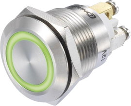 Nyomógomb 48 V/DC 3 A 1 x Ki/(Be) TRU COmPONENTS GQ19F-10E/G/12V/S IP65