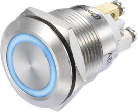 Nyomógomb 48 V/DC 3 A 1 x Be/(Be) TRU COmPONENTS GQ19F-10E/B/12V/S IP65