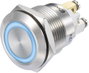 Nyomógomb 48 V/DC 3 A 1 x Be/(Be) TRU COmPONENTS GQ19F-10E/B/12V/S IP65 bélyegkép