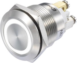 Nyomógomb 48 V/DC 3 A 1 x Be/(Be) TRU COmPONENTS GQ19F-10E/W/12V/S IP65
