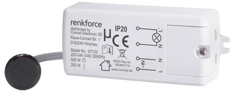 Érintés nélküli közelítéskapcsoló, IP20, max. 500W, renkforce 2. kép