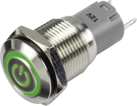 Nyomógomb 48 V/DC 2A Tru Components LAS2GQF-11ZET/G/12V/S/P