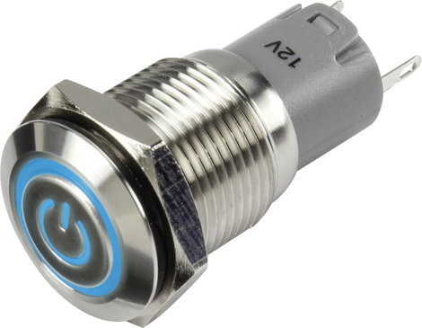 Nyomógomb 48 V/DC 2A Tru Components LAS2GQF-11ZET/B/12V/S/P