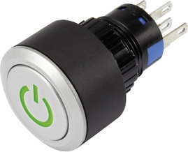 Nyomógomb 250V/AC Tru Components LAS1-AWY-11T/G/12V/P