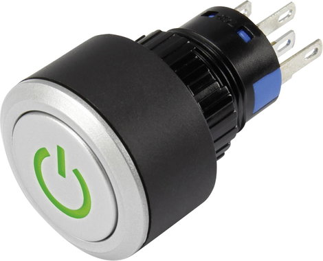 Nyomógomb 250V/AC Tru Components LAS1-AWY-11T/G/12V/P