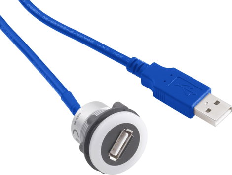 Beépíthető USB aljzat, USB 3.0 aljzat A, USB 3.0 dugó A, Tru Components USB-12-BK