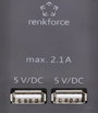 Hálózati elosztó túlfeszültség védelemmel, kapcsolós, 6 részes, USB töltővel, fekete/ezüst, renkforc 5. bélyegkép