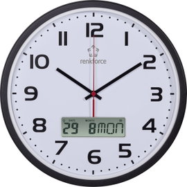 Rádiójel vezérelt analóg falióra, 32 x 4,5 cm, fekete, renkforce HD-WRCL135