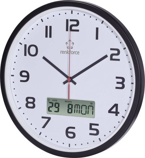 Rádiójel vezérelt analóg falióra, 32 x 4,5 cm, fekete, renkforce HD-WRCL135 2. kép