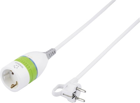 Hálózati hosszabbítókábel, kapcsolós, fehér/zöld, 5 m, HO5VV-F 3 G 1,5 mm², Renkforce
