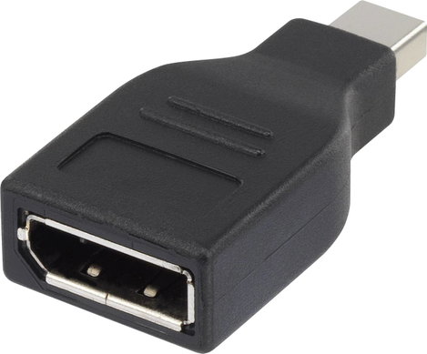 DisplayPort átalakító adapter, 1x mini DisplayPort dugó - 1x DisplayPort aljzat, aranyozott, fekete, 3. kép