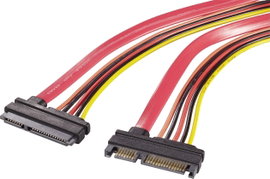 SATA hosszabbítókábel, 1x SATA kombi duó, 7+15 pól. - 1x SATA kombi alj 7+15 pól.] 0.5 m, renkforce