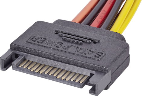 SATA Y tápkábel, 15 cm, 1x SATA dugó, 15 pólus - 2x SATA alj, 15 pólus, renkforce 2. kép