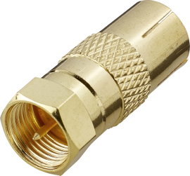 SAT/Antenna adapter, aranyozott, F dugó – koax alj, renkforce 403382