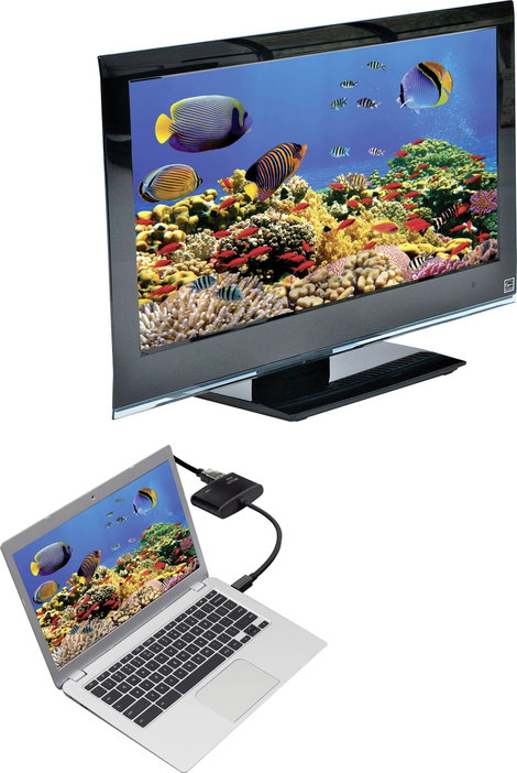 DisplayPort - VGA, HDMI átalakító adapter, 1x mini DisplayPort dugó - 1x VGA aljzat, 1x HDMI aljzat, 3. kép