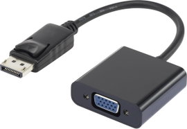DisplayPort - VGA átalakító adapter, 1x DisplayPort dugó - 1x VGA aljzat, aranyozott, fekete, Renkfo