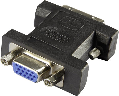 DVI - VGA átalakító adapter, 1x DVI dugó 24+5 pól. - 1x VGA aljzat, fekete, Renkforce 2. kép