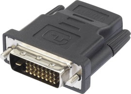 DVI - HDMI átalakító adapter, 1x DVI dugó 24+1 pól. - 1x HDMI aljzat, fekete, Renkforce