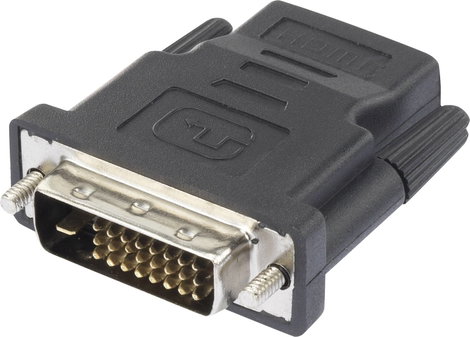 DVI - HDMI átalakító adapter, 1x DVI dugó 24+1 pól. - 1x HDMI aljzat, fekete, Renkforce