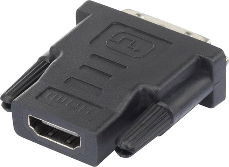 DVI - HDMI átalakító adapter, 1x DVI dugó 24+1 pól. - 1x HDMI aljzat, fekete, Renkforce 2. kép