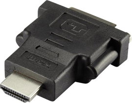 HDMI - DVI átalakító adapter, 1x HDMI dugó - 1x DVI aljzat 24+1 pól., aranyozott, fekete, Renkforce