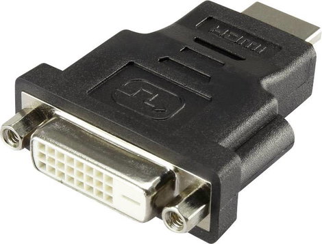 HDMI - DVI átalakító adapter, 1x HDMI dugó - 1x DVI aljzat 24+1 pól., aranyozott, fekete, Renkforce 2. kép
