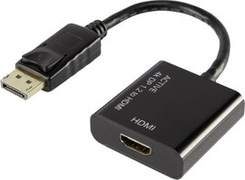 DisplayPort - HDMI átalakító adapter, 1x DisplayPort dugó - 1x HDMI aljzat, aranyozott, fekete, Renk