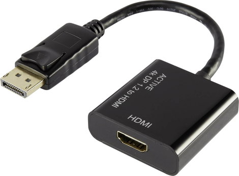 DisplayPort - HDMI átalakító adapter, 1x DisplayPort dugó - 1x HDMI aljzat, aranyozott, fekete, Renk
