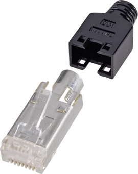 RJ45 dugó, árnyékolt, CAT5e, egyenes, 8P8C, fekete, renkforce H9540.4-10 10 db