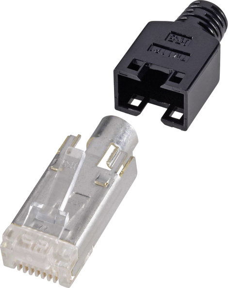 RJ45 dugó, árnyékolt, CAT5e, egyenes, 8P8C, fekete, renkforce H9540.4-10 10 db