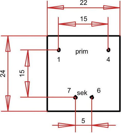 EE 20/6,1 Nyák transzformátor, 230 V / 6 V 88 mA 0,35 VA Gerth 3. kép