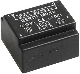 EE 20/6,1 Nyák transzformátor, 230 V / 15 V 23 mA 0,35 VA Gerth