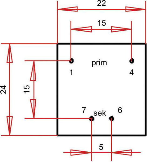 EE 20/10,5 Nyák transzformátor, 230 V / 24 V 20 mA 0,5 VA Gerth 3. kép