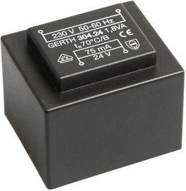 EI 30/15,5 Nyák transzformátor, 230 V / 6 V 300 mA 1,8 VA Gerth