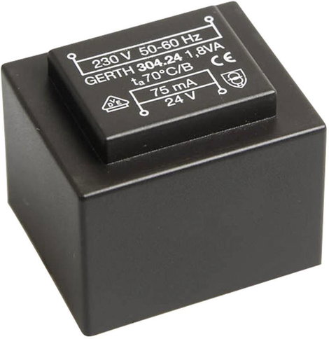 EI 30/15,5 Nyák transzformátor, 230 V / 6 V 300 mA 1,8 VA Gerth