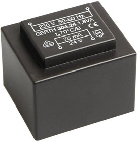 EI 30/15,5 Nyák transzformátor, 230 V / 9 V 200 mA 1,8 VA Gerth