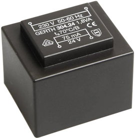 EI 30/15,5 Nyák transzformátor, 230 V / 12 V 150 mA 1,8 VA Gerth
