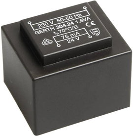 EI 30/15,5 Nyák transzformátor, 230 V / 15 V 120 mA 1,8 VA Gerth