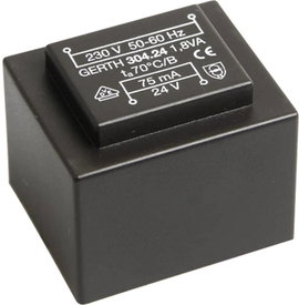 EI 30/15,5 Nyák transzformátor, 230 V / 18 V 100 mA 1,8 VA Gerth