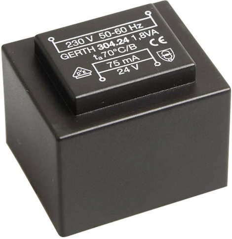 EI 30/15,5 Nyák transzformátor, 230 V / 2 x 9 V 100 mA 1,8 VA Gerth