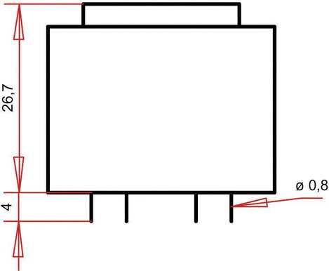 EI 30/15,5 Nyák transzformátor, 230 V / 2 x 9 V 100 mA 1,8 VA Gerth 2. kép