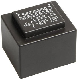 EI 30/15,5 Nyák transzformátor, 230 V / 2 x 12 V 75 mA 1,8 VA Gerth