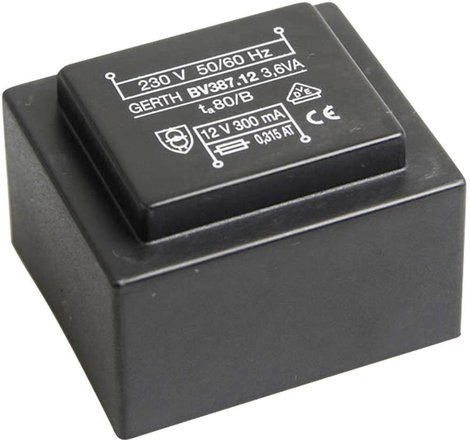 EI 38/13,6 Nyák transzformátor, 230 V / 6 V 600 mA 3,6 VA Gerth