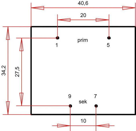 EI 38/13,6 Nyák transzformátor, 230 V / 6 V 600 mA 3,6 VA Gerth 3. kép