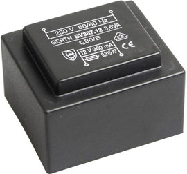 EI 38/13,6 Nyák transzformátor, 230 V / 2 x 6 V 300 mA 3,6 VA Gerth