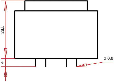 EI 38/13,6 Nyák transzformátor, 230 V / 2 x 6 V 300 mA 3,6 VA Gerth 2. kép